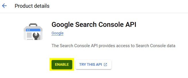 Enable search console 2